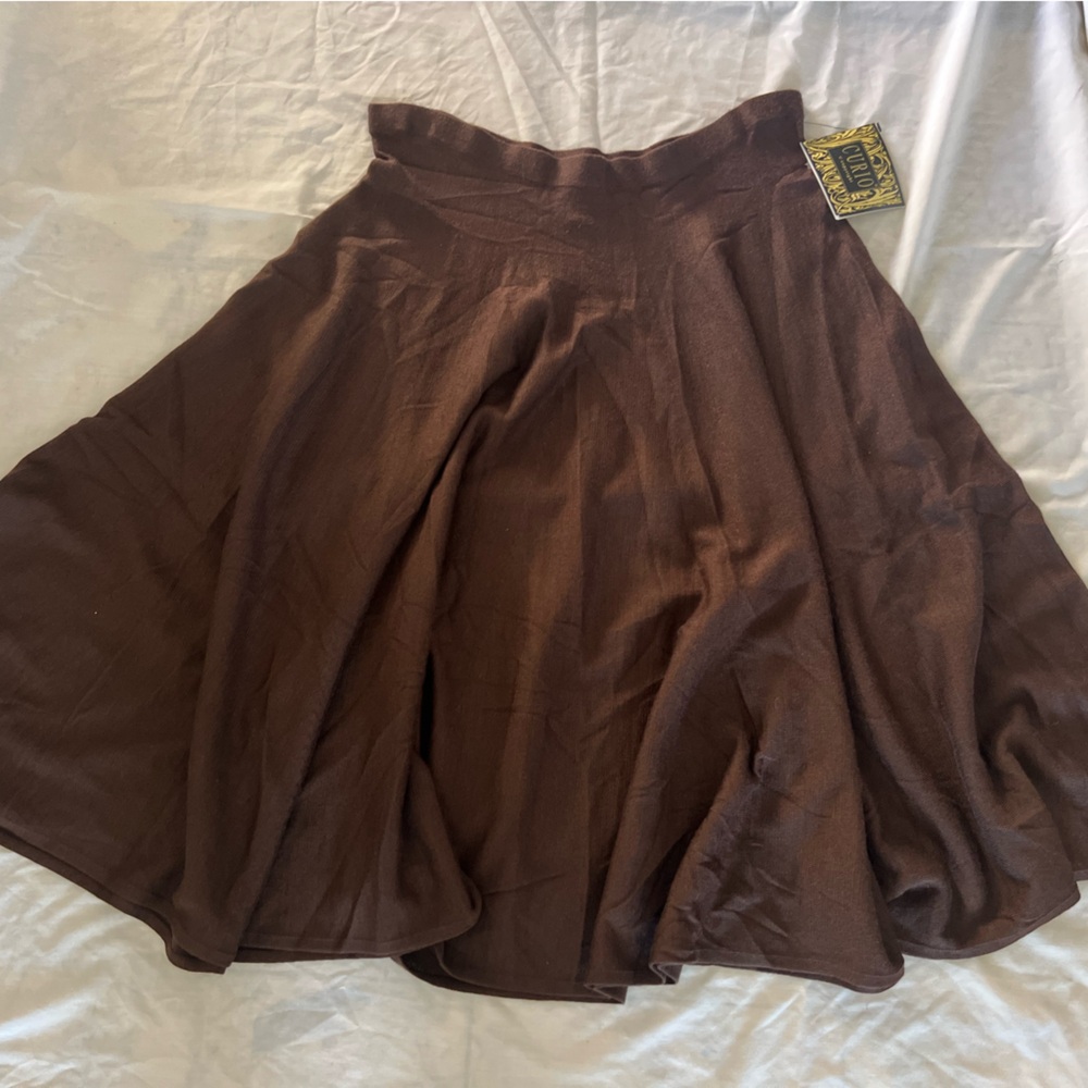 Cashmere Flare Skirt Brown XL